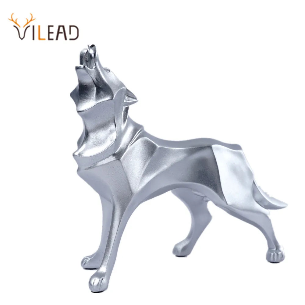 DecorBites™ Geometric Wolf Statue Resin Abstract Animal Figurine Home Office Decor Sculpture