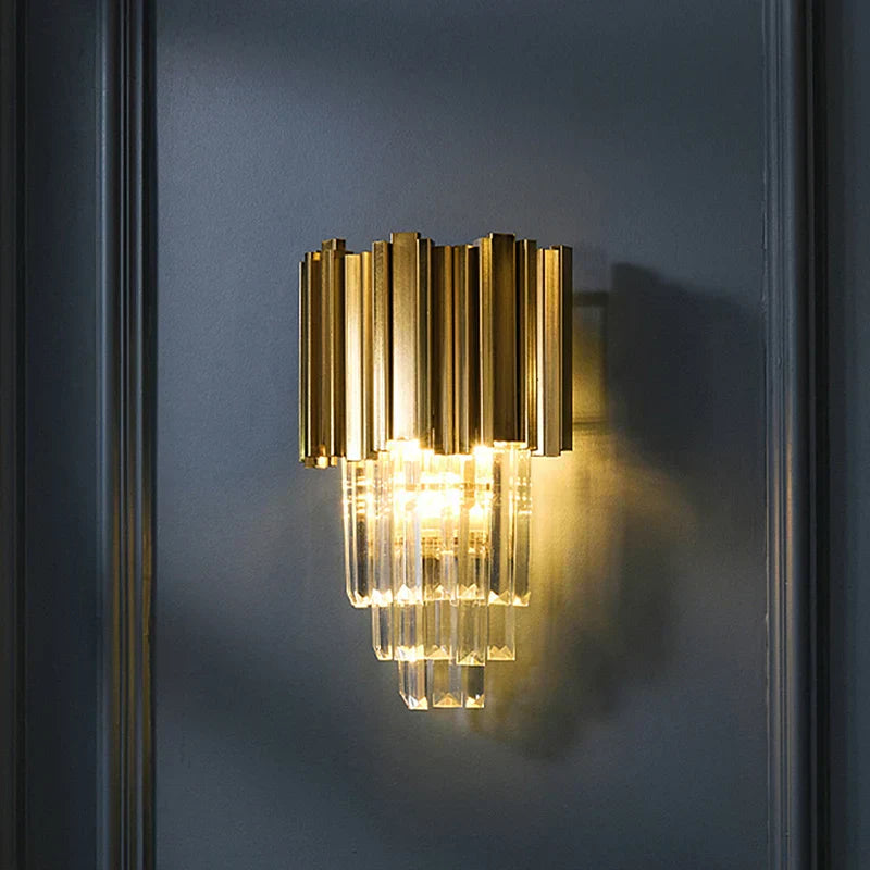 DecorBites™ Gold Crystal Wall Lamp with LED Light for Home Lighting