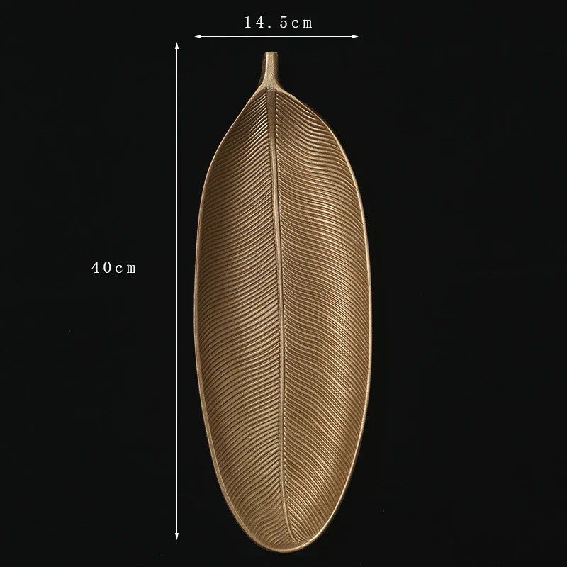 DecorBites™ Gold Leaf Plate: Luxury Decorative Tray for Jewelry, Candy, Fruit & Trinkets