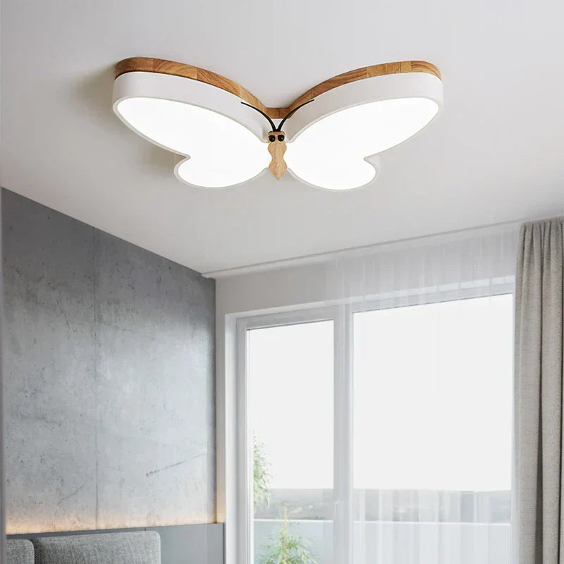 DecorBites™ LED Butterfly Chandelier Modern Wood Ceiling Light for Kids Room