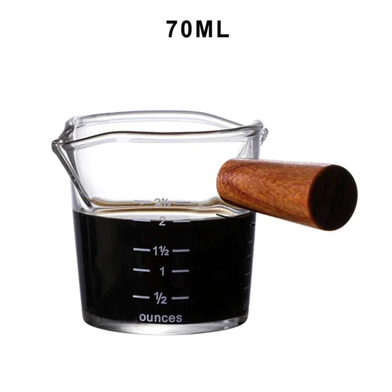 DecorBites™ Glass Espresso Milk Jug With Handle: Heat-resisting, Double/Single Mouth, Glass Scale Measure Mugs