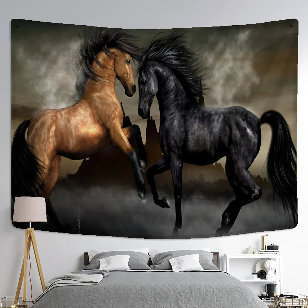 DecorBites™ Galloping Horse Tapestry Wall Hanging Psychedelic Bohemian Hippie Carpet Art