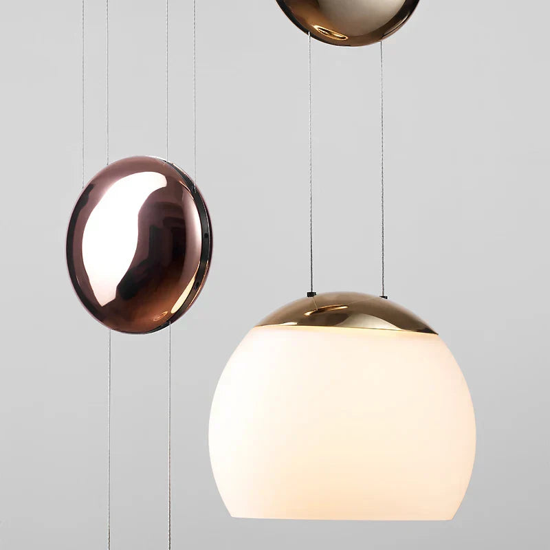 DecorBites™ JOJO Modern LED Glass Pendant Lamp, Adjustable Height, Gold Nightstand Light