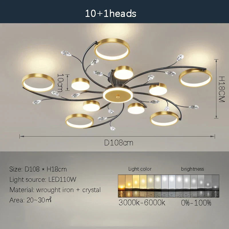 DecorBites™ LED Chandelier: Modern Whole House Indoor Lighting for Bedroom, Living Hall, and Dining Room