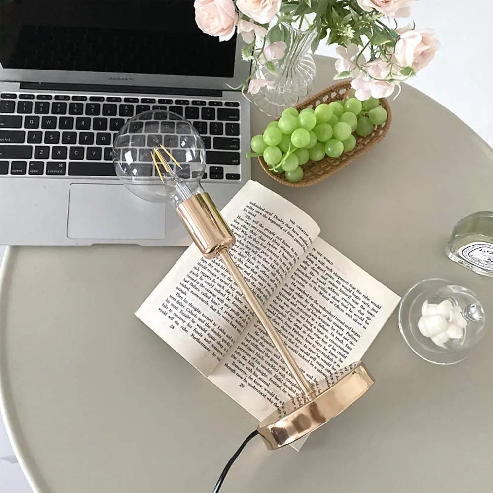 DecorBites™ Golden Modern LED Desk Lamp, College Dorm Study Table Light