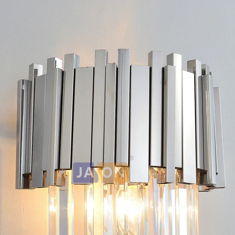 DecorBites™ Crystal Clear LED Wall Sconce Chrome Silver Gold Wall Light for Bedroom