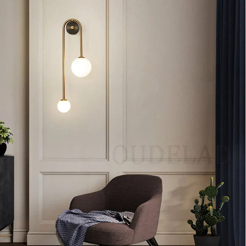 DecorBites™ Glass Ball LED Wall Light Modern Brass Decor for Bedroom Living Room