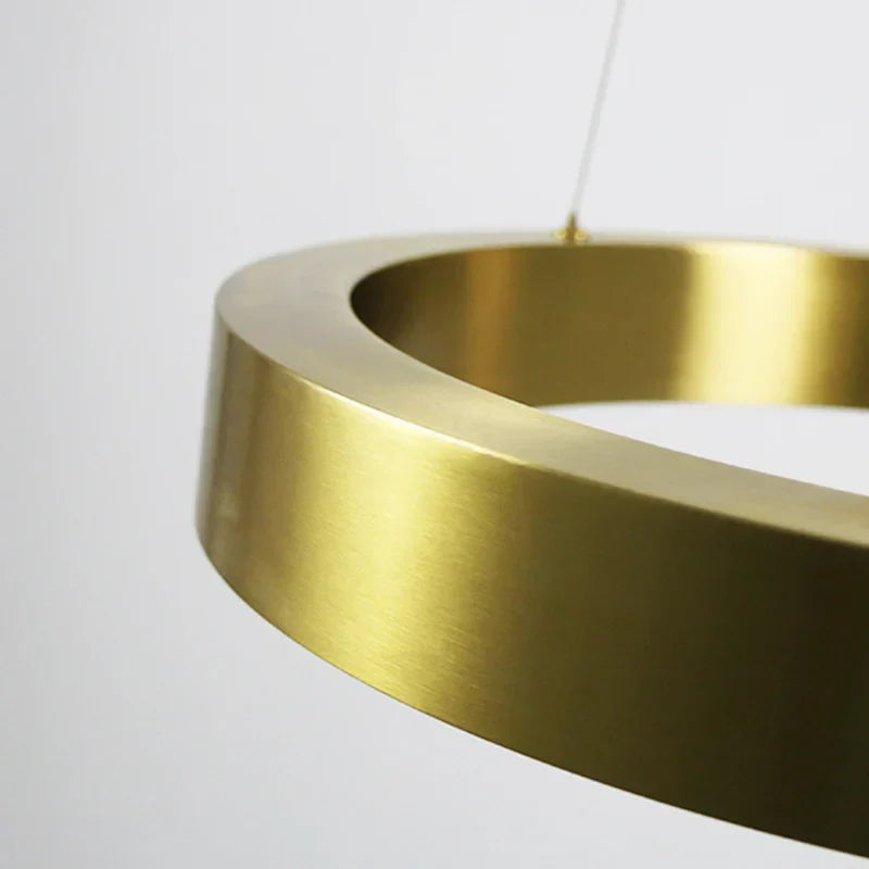 DecorBites™ Gold Copper Pendant Lights Nordic LED Hanging Lamp Modern Circle Ring Suspension