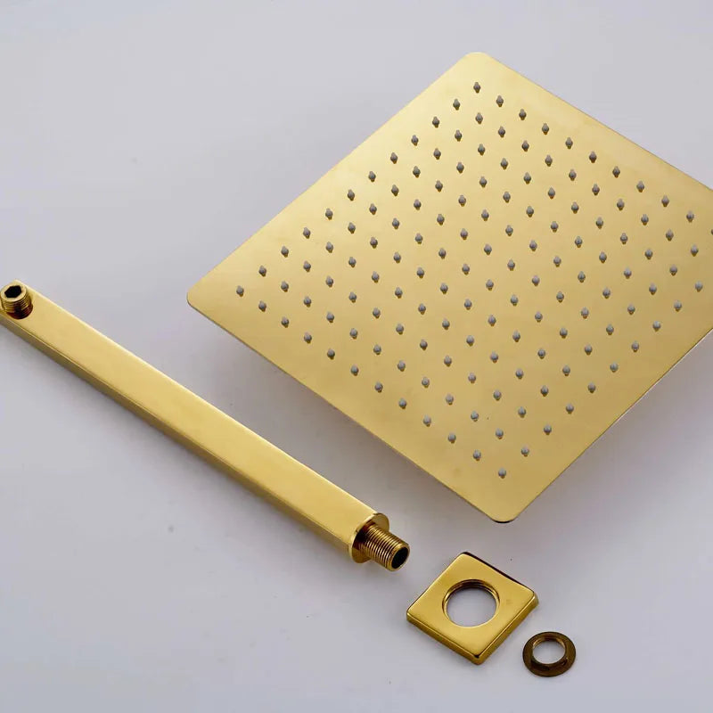 DecorBites™ Golden Rainfall Shower Faucet Set with Single Handle Brass Bath Mixers