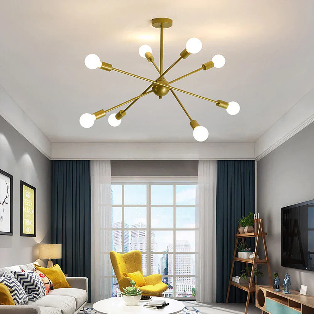 DecorBites™ LED Ceiling Chandelier: Modern & Industrial Sputnik Style for Living Room & Bedroom