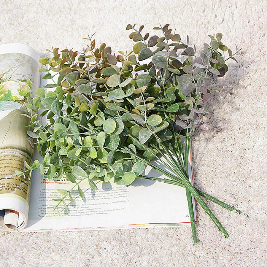 DecorBites™ Green Eucalyptus Branch: Faux Leaves for Home & Wedding Decor
