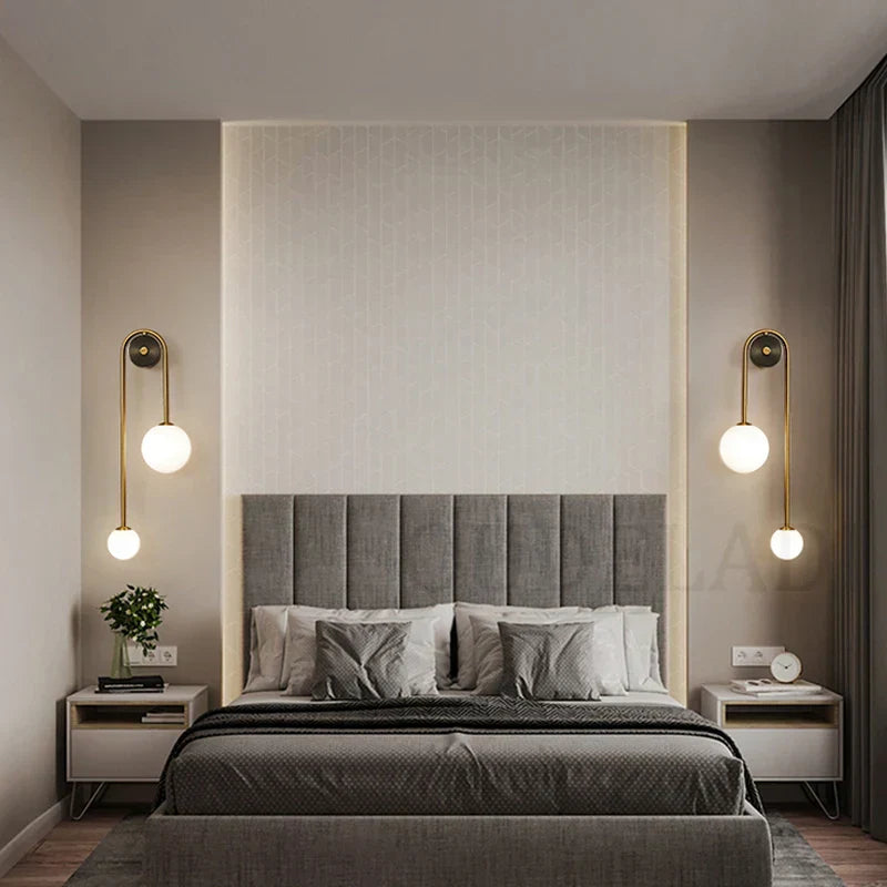 DecorBites™ Glass Ball LED Wall Light Modern Brass Decor for Bedroom Living Room