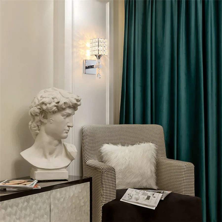 DecorBites™ Crystal Wall Sconce: Retro Luxury for Living Room, Balcony, or Aisle Lighting