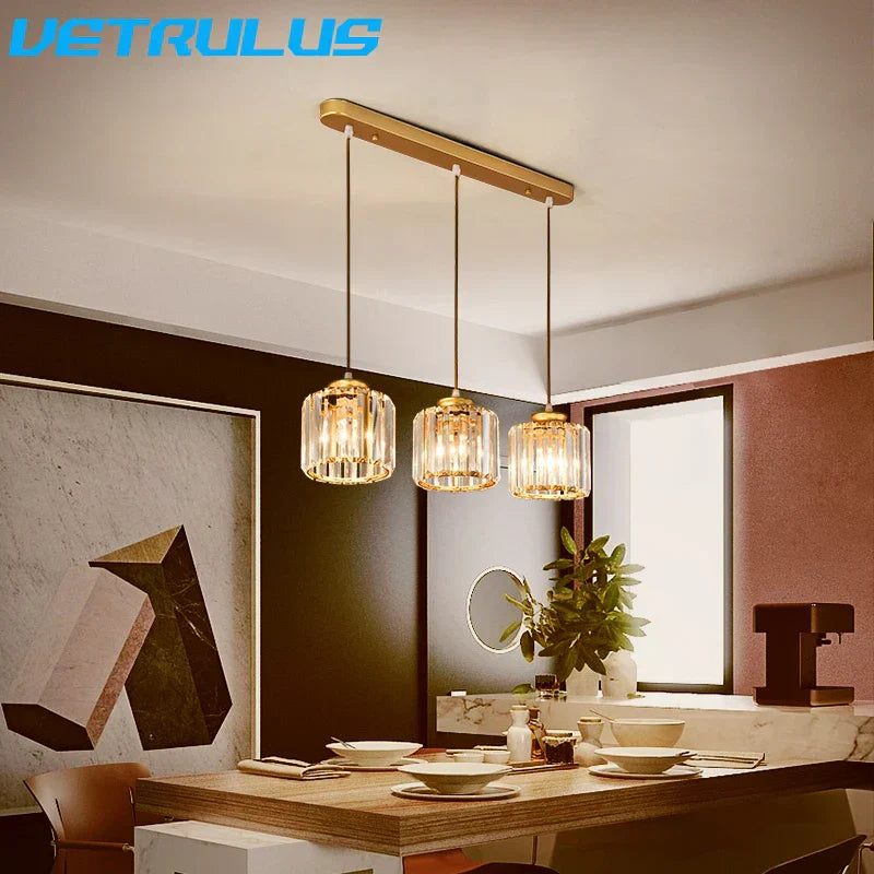 DecorBites™ Crystal LED Pendant Chandelier for Dining Living Room Decor