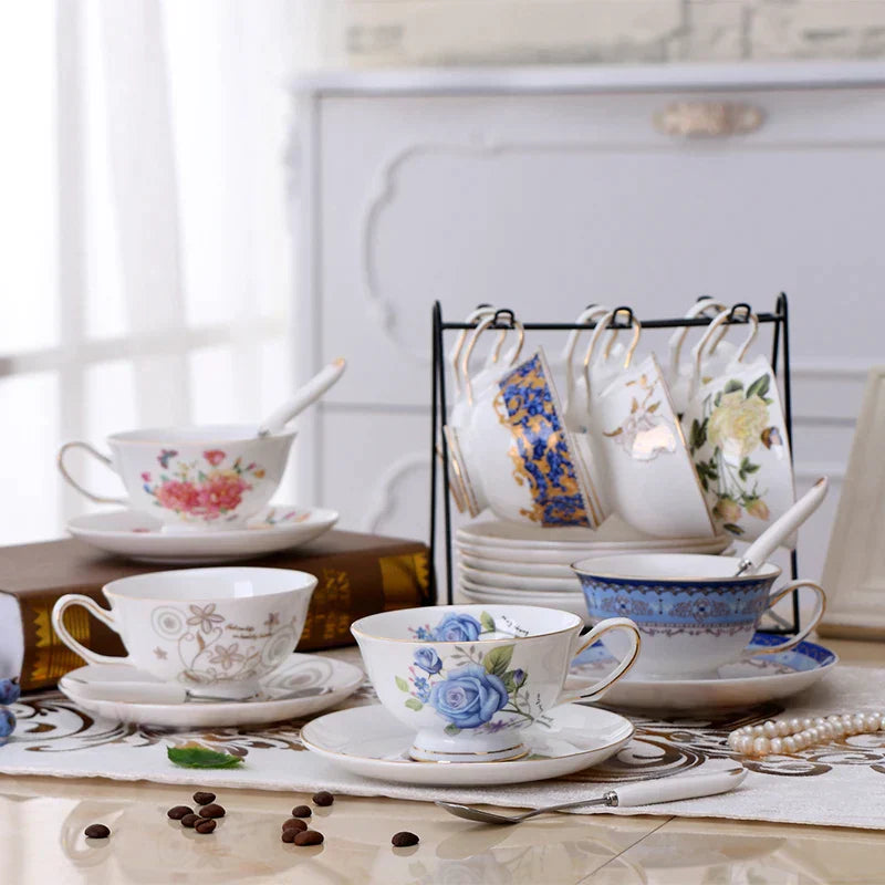 DecorBites™ Elegant Ceramic Tea Cup Set 200ml British Porcelain Coffee Cup