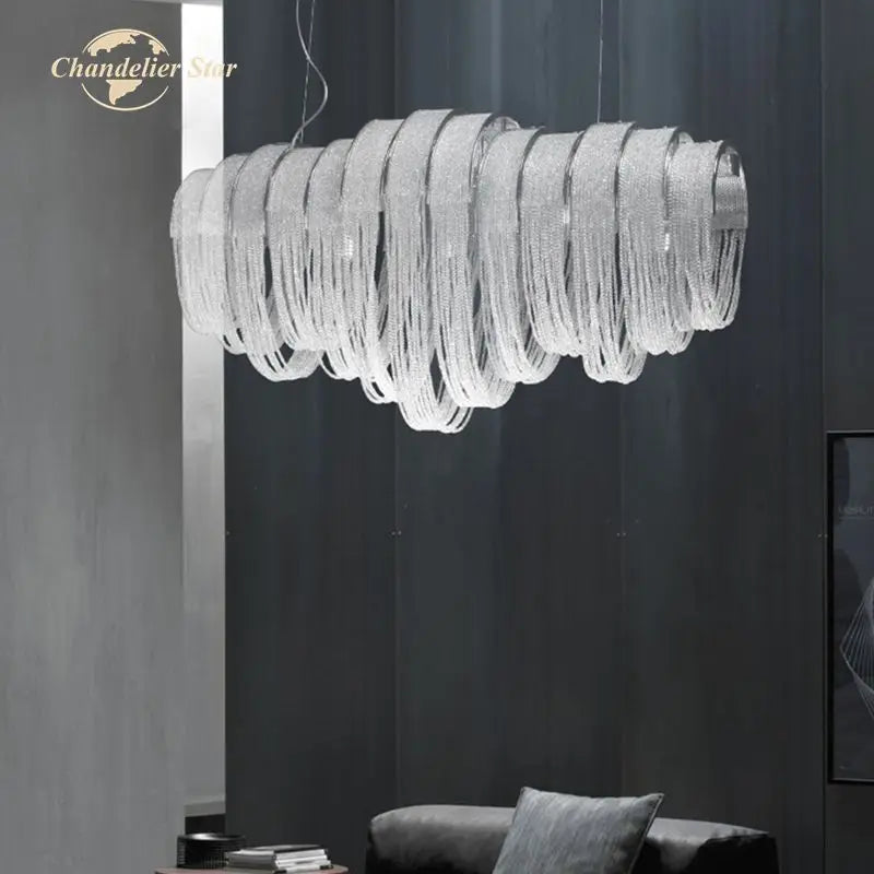 DecorBites™ Crystal Circle LED Tassel Chandelier: Modern Luxury Pendant Hanging Light Fixture for Bedroom and Living Room