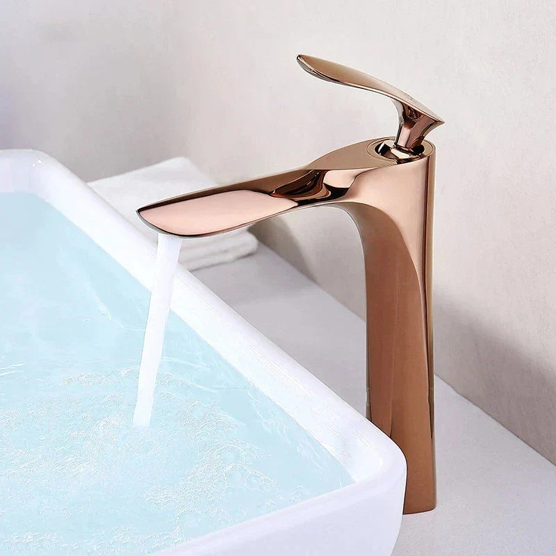 DecorBites™ Gold Basin Faucet with Single Handle Hot & Cold Water Mixer Deck Mount