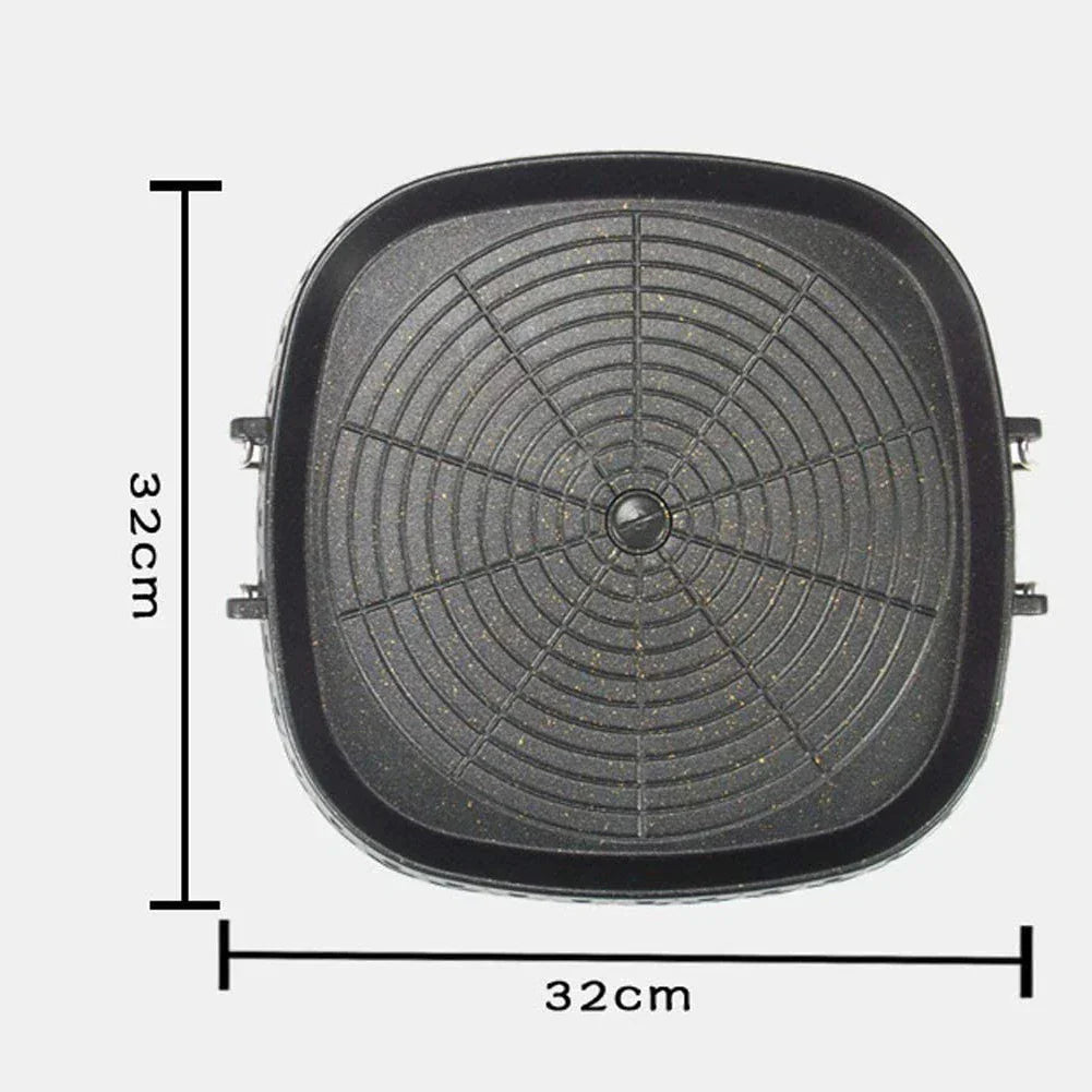 DecorBites™ Double Layered Non-Stick Korean BBQ Grill Pan - Indoor Outdoor Grilling