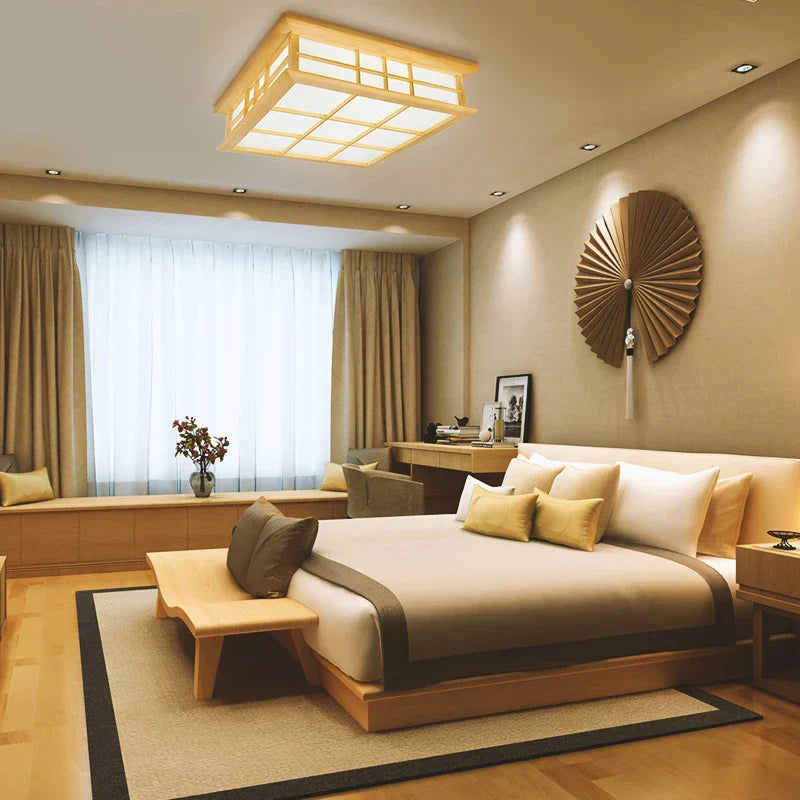 DecorBites™ Japanese Tatami Wood Ceiling Light LED, Dining Bedroom Study Room Lighting