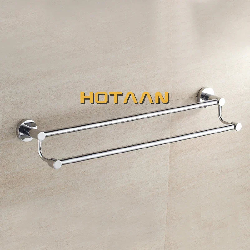 DecorBites™ Double Towel Bar 60cm - Chrome Finish Stainless Steel Bathroom Accessory