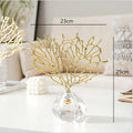 DecorBites™ Crystal Metal Golden Coral Handicraft Home Decor for Modern Living Space