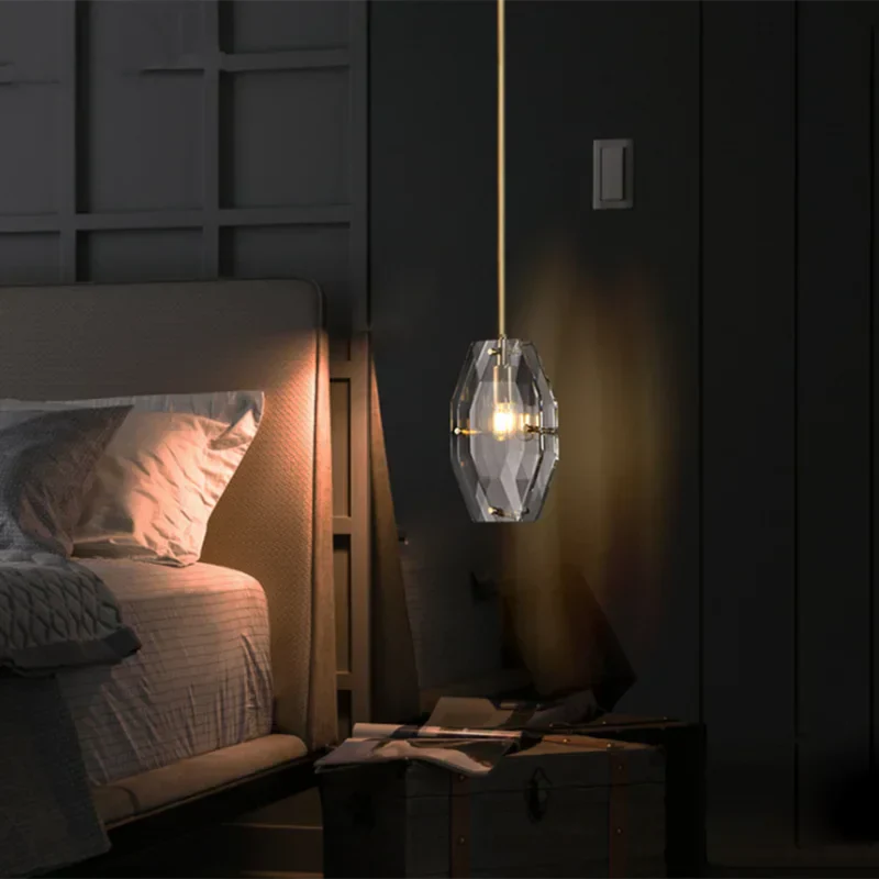 DecorBites™ Crystal Glass Pendant Lamp Luxe Chandelier for Bedroom Restaurant Kitchen Home