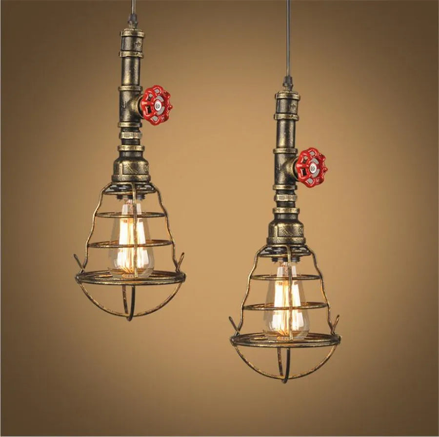 DecorBites™ Iron Pipe Pendant Lights Holder Retro Loft Indoor Ceiling Hanging Lamp