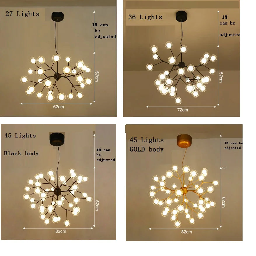 DecorBites™ LED Firefly Sputnik Chandelier: Stylish Tree Branch Ceiling Lamp