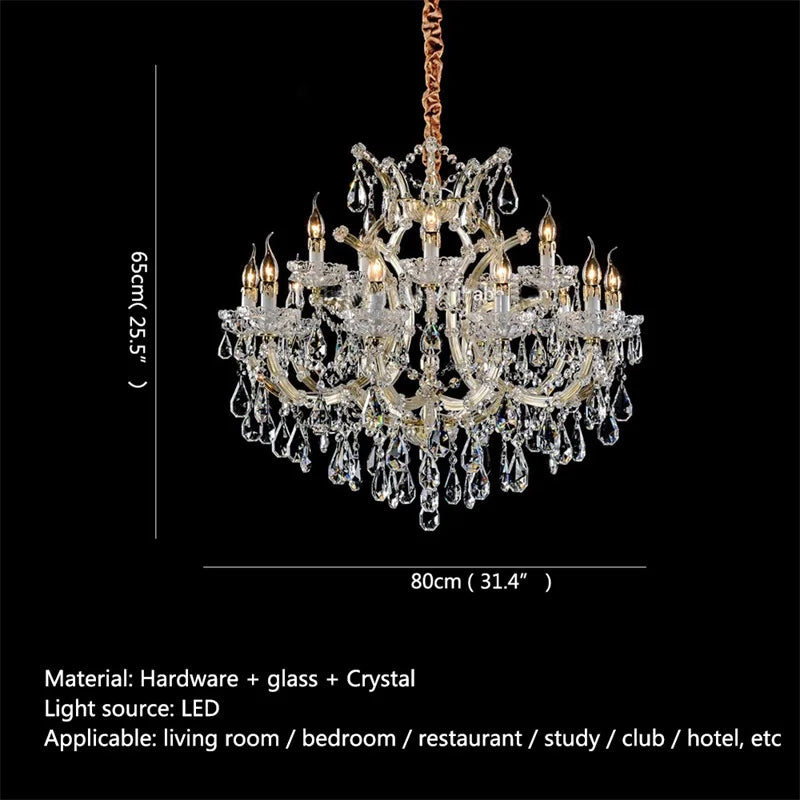 DecorBites™ Crystal Candle Chandelier: Elegant LED Pendant Lamps for Home, Hotel, Villa Hall