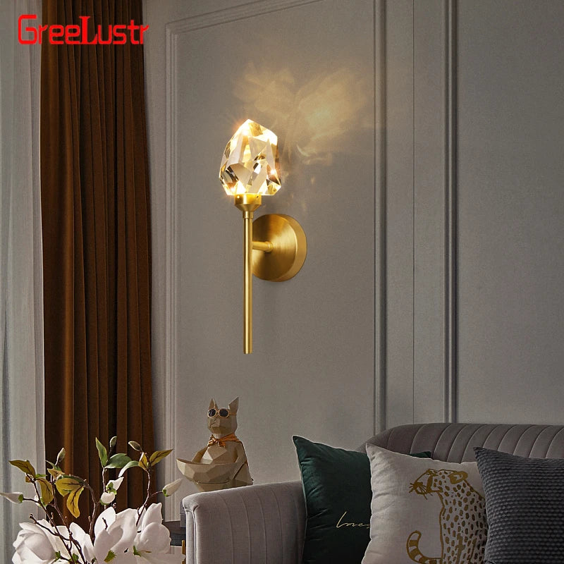 DecorBites™ Crystal LED Wall Sconce Copper Light Fixture for Modern Luxury Home Decor