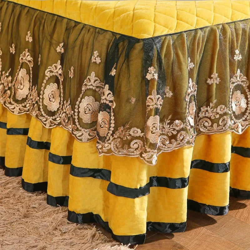 DecorBites™ Crystal Velvet Bedspread Set with Super Soft Quilting & Lace Bedskirt
