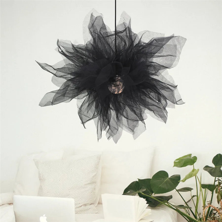 DecorBites™ Gauze Flower Chandeliers: Modern Nordic Mesh Pendant Light for Bedroom, Living, Children's Room