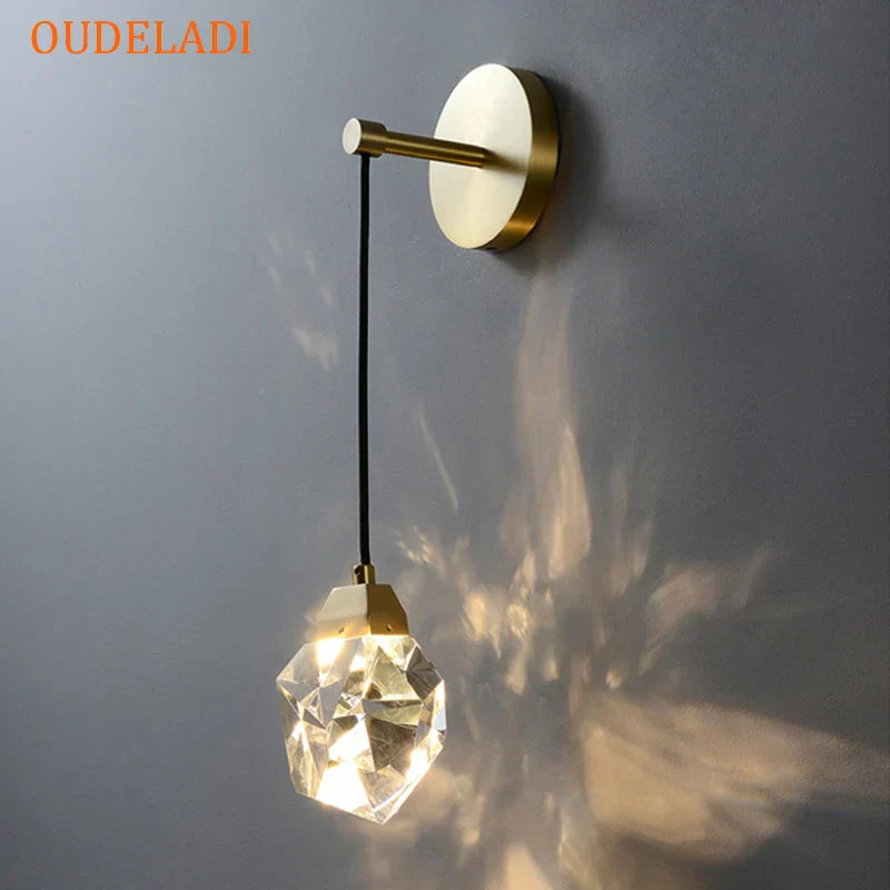 DecorBites™ Crystal Copper LED Wall Lamp for Bedroom and Stairs