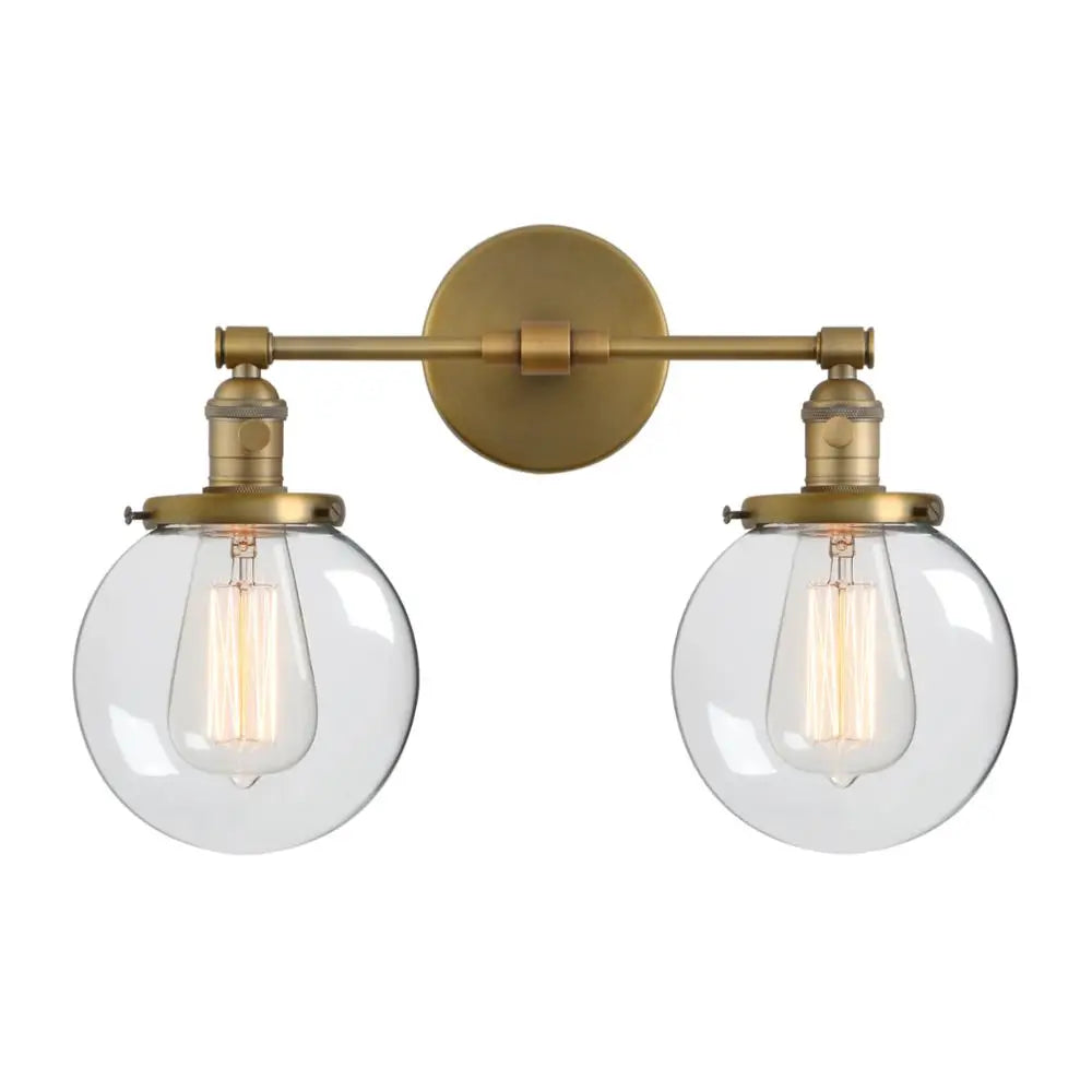 DecorBites™ Glass Ball Globe Wall Light for Retro Home Decor - Double Heads E27 Sconce