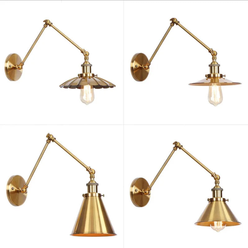 DecorBites™ Gold Adjustable Long Arm Wall Light - Retro Style Flex Lamp for Home and Restaurant