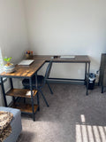 L-Shaped Computer Desk, Industrial Corner Writing Desk with Adjustable Shelves, Study Workstation