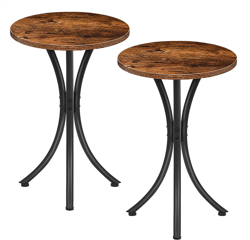 Side Tables, Set of 2 Round End Table, Industrial Sofa Couch Table