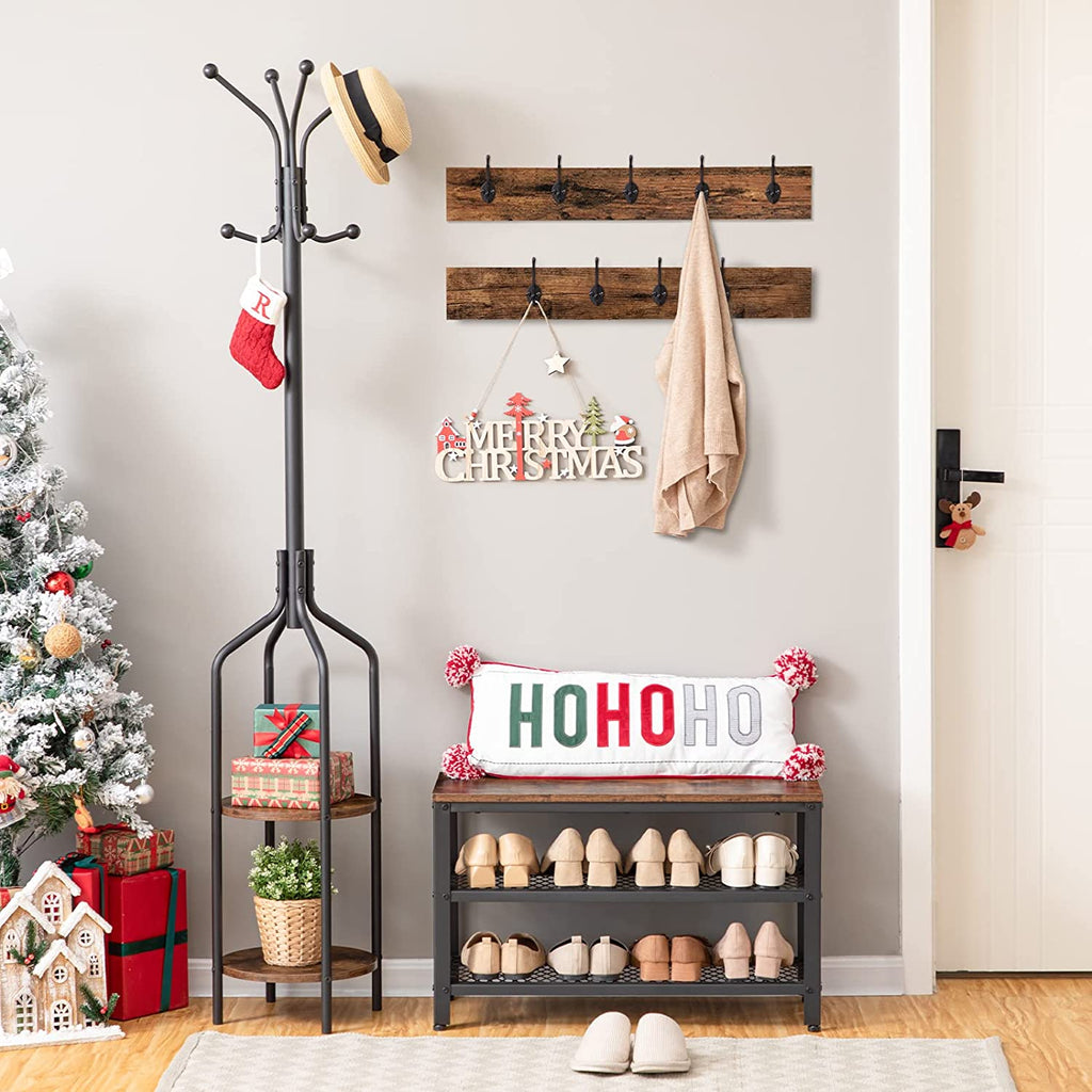 Coat Rack Shoe Bench, Hall Tree Entryway Storage Bench, Shoe Rack Organizer