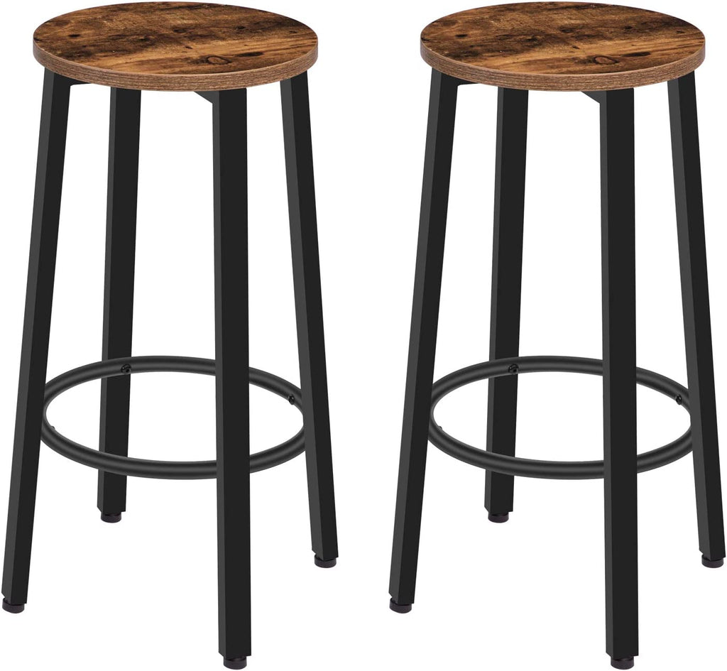 Bar Stools, Set of 2 Round Bar Chairs with Footrest
