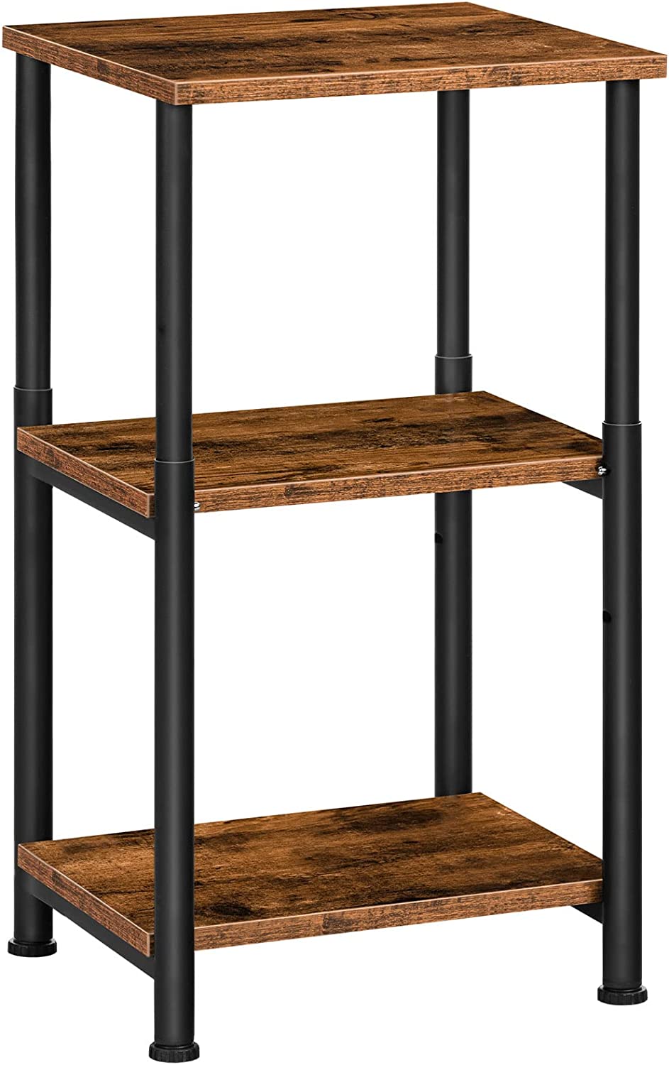 Side Table, Height-Adjustable Nightstand with Storage Shelves, 3-Tier Tall Industrial End Table, Coffee Table