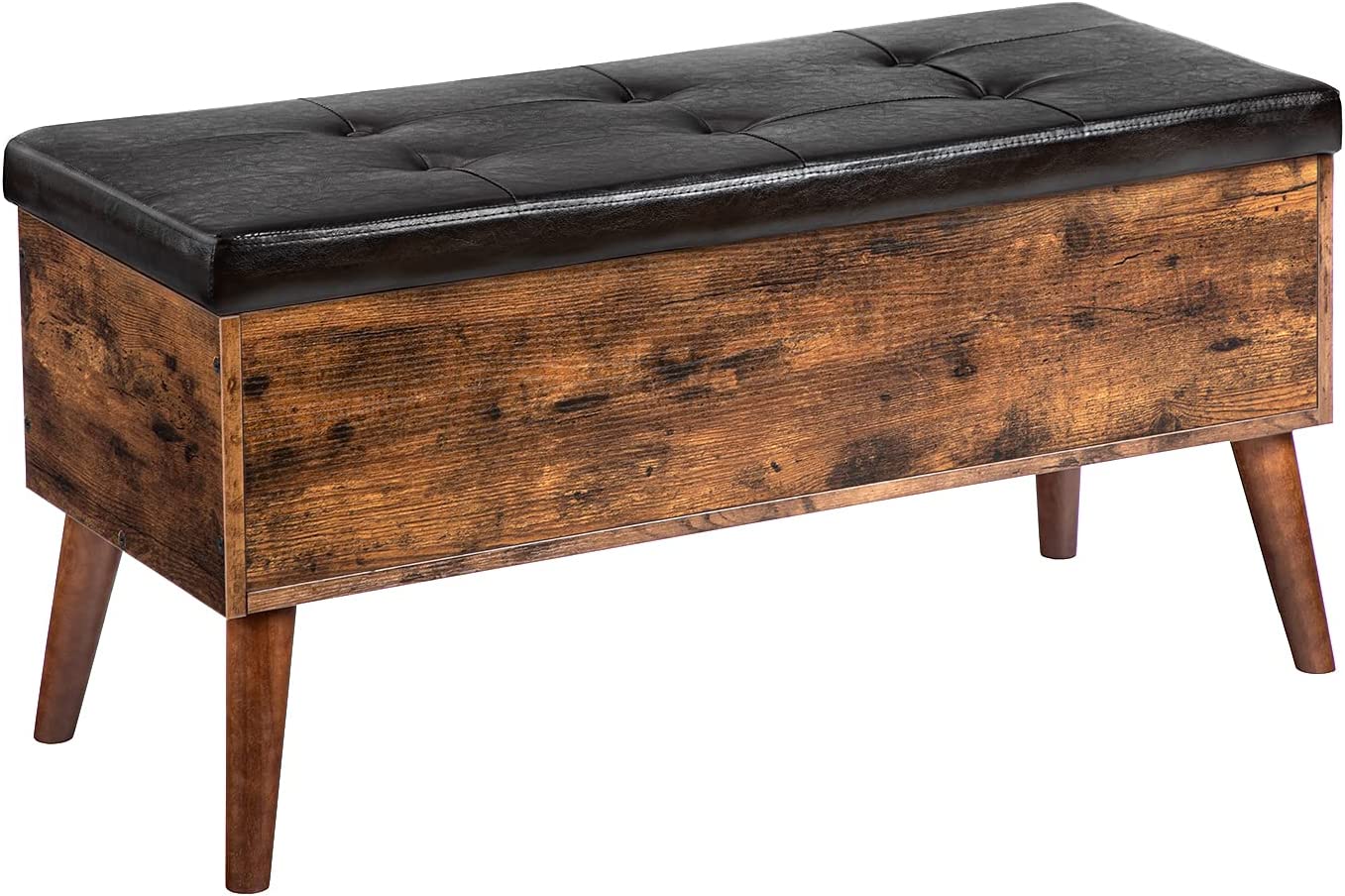 Storage Bench with Storage, Entryway Bench with Leather Seat, Flip Top Storage Chest