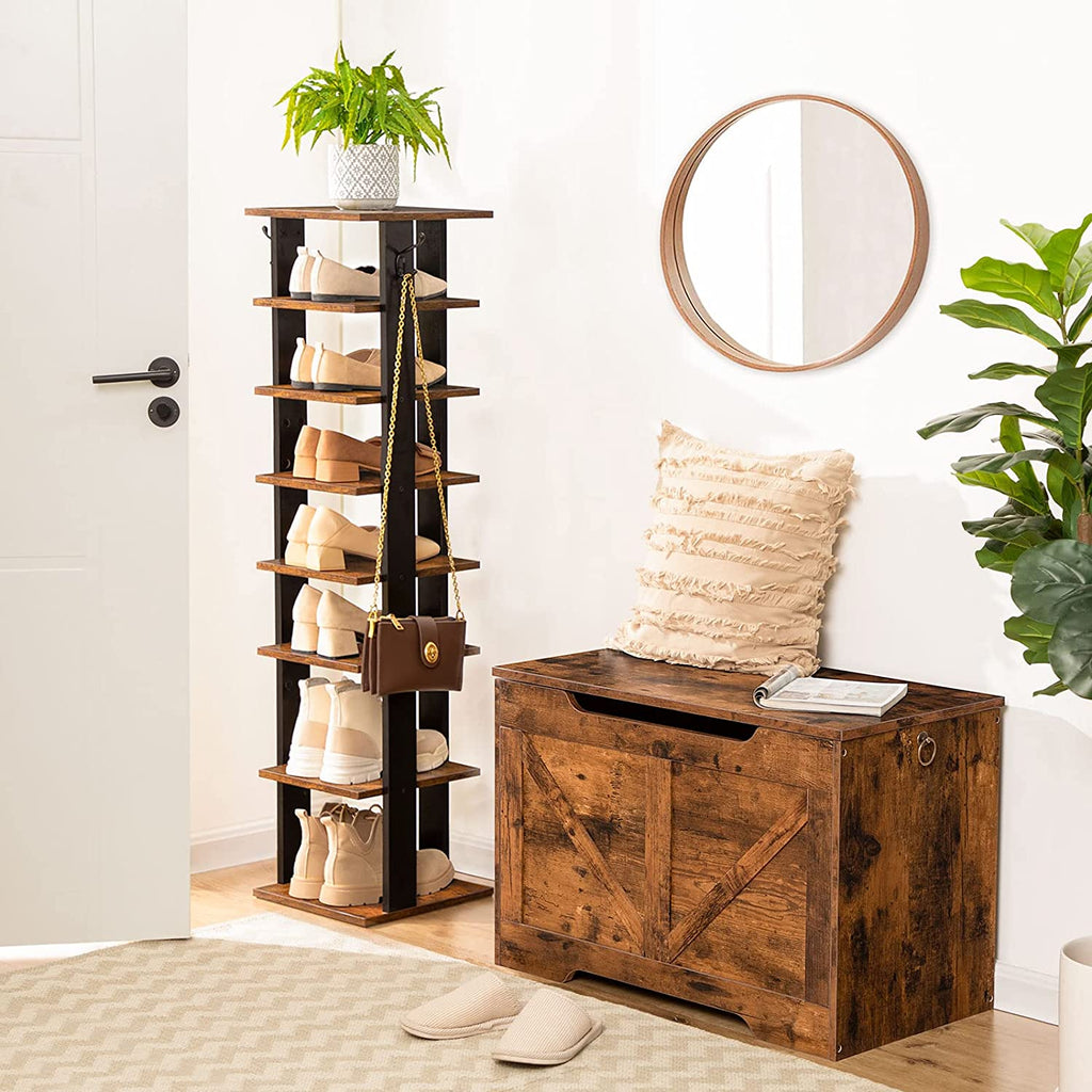 Shoe Rack, Vertical Shoe Rack, 8 Tier Shoe Storage Organizer with Hooks