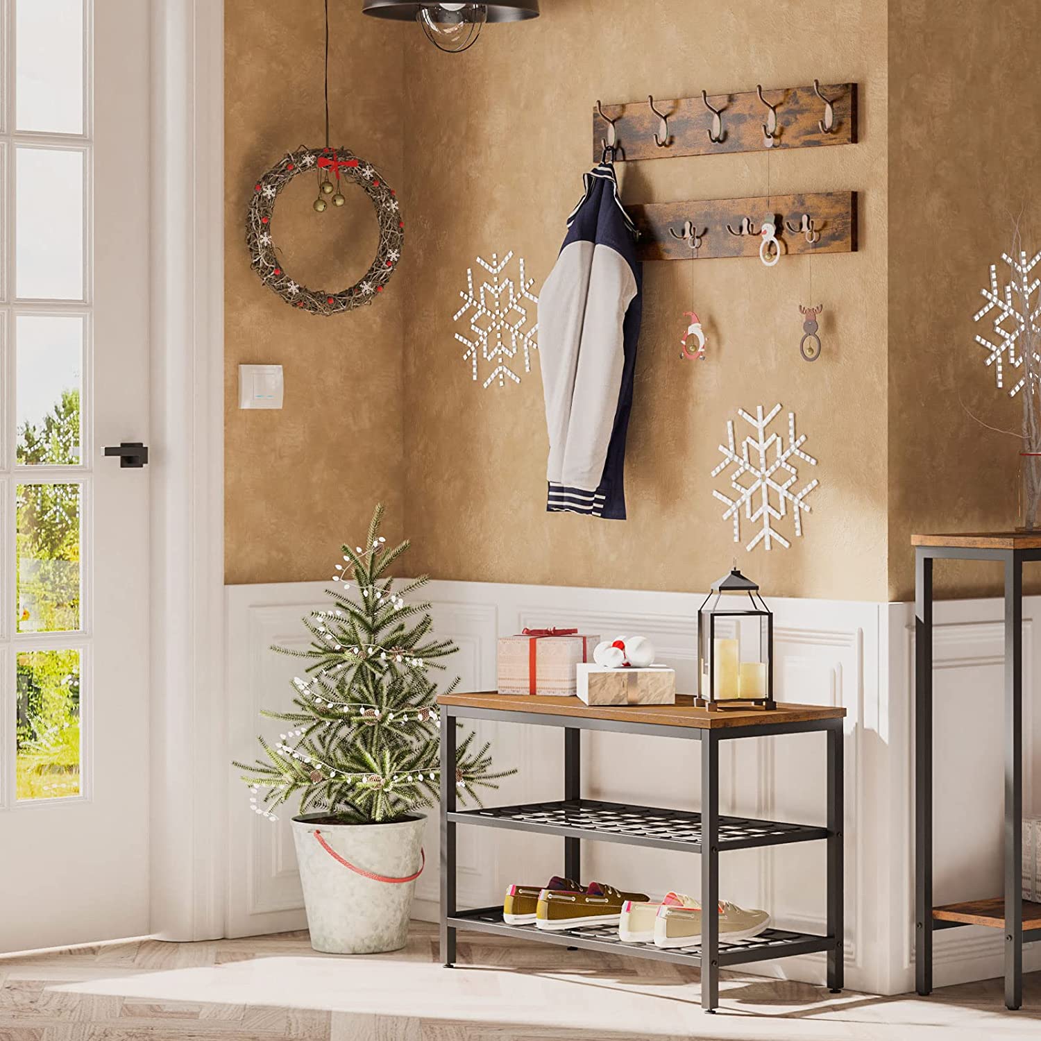 Coat Rack Shoe Bench Set, Entryway Shoe Rack