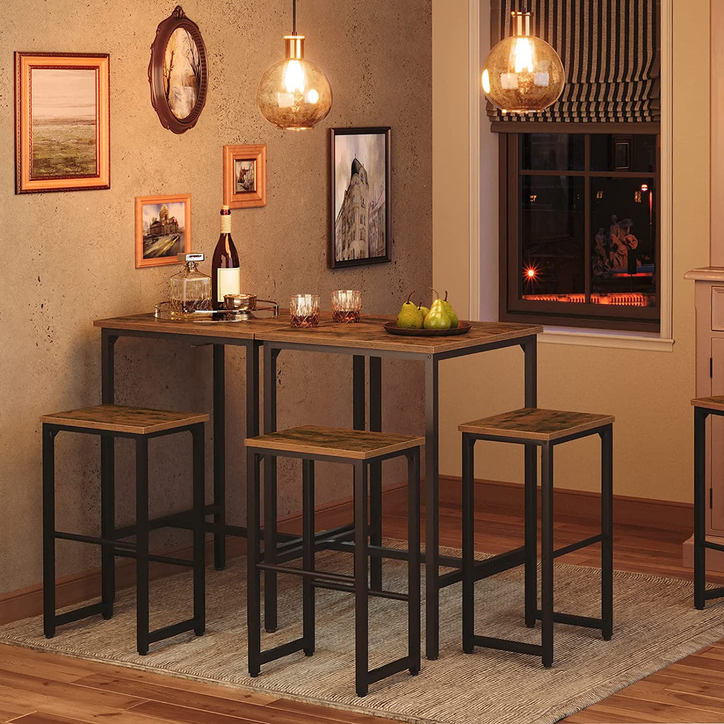 Bar Table Set, 3-Piece Dining Table and Bar Stools Set, Pub Table and Bar Chairs