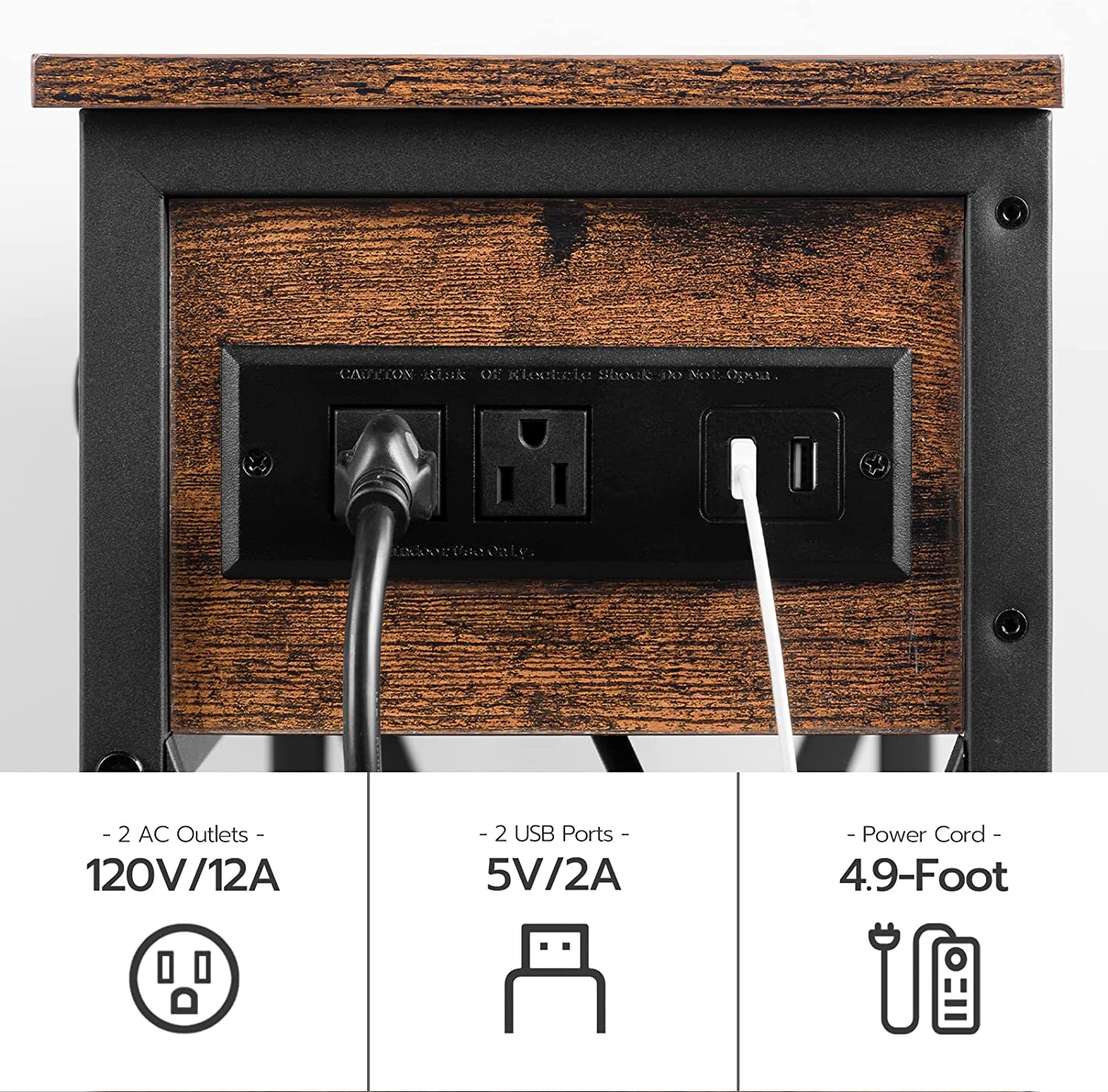 Console Table with Outlets and USB Ports, Narrow Entryway Table with Drawer