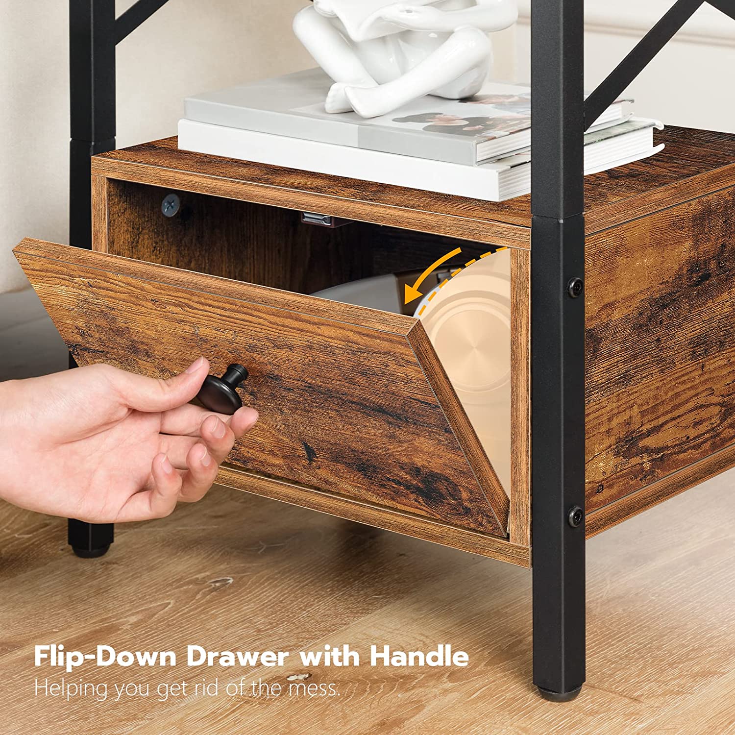 Nightstand with Charging Station, End Table with Drawer, USB Ports and Power Outlets