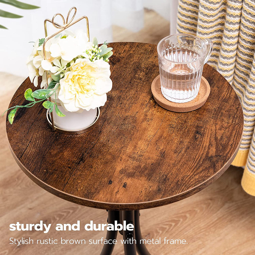 Side Tables, Set of 2 Round End Table, Industrial Sofa Couch Table
