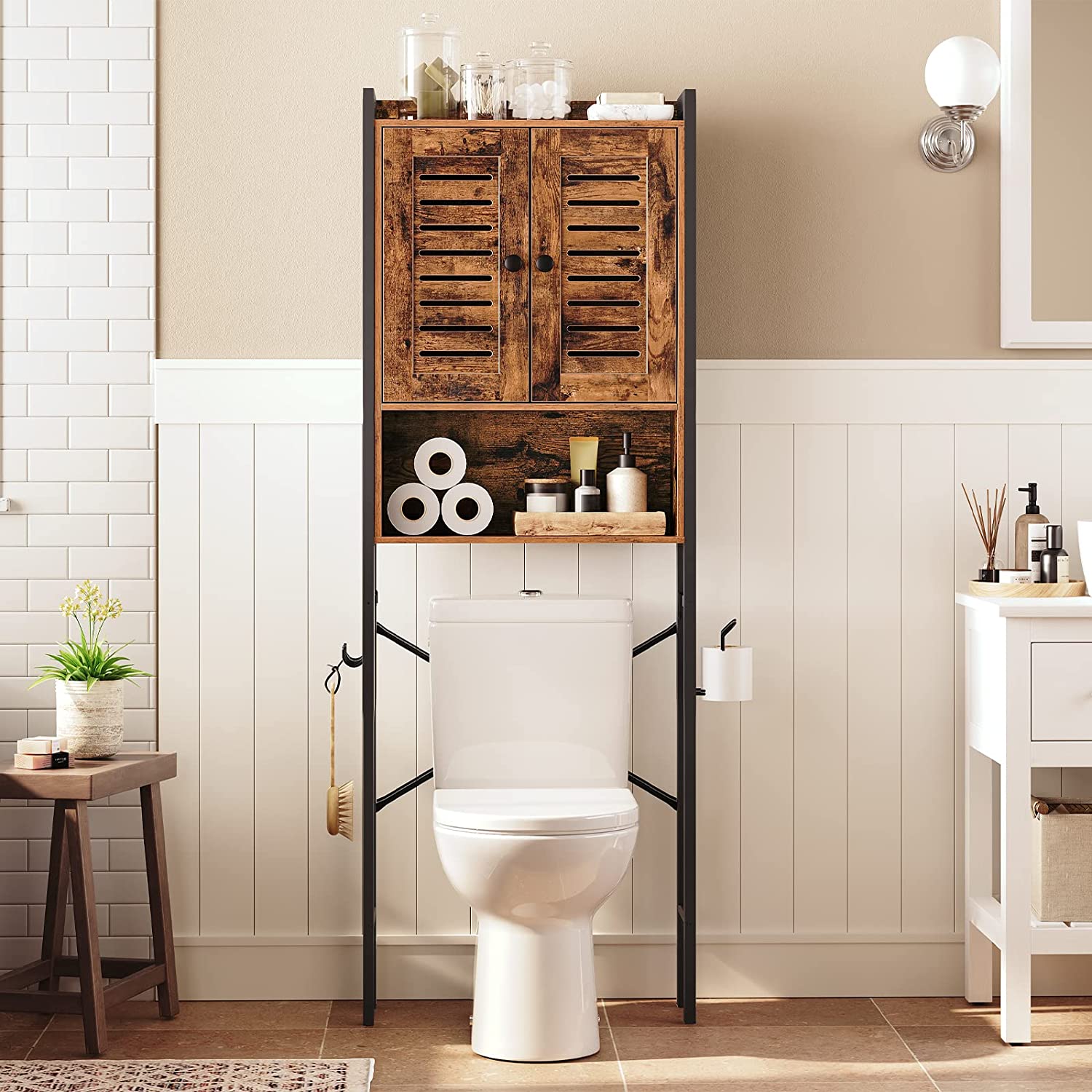 Over The Toilet Storage Cabinet, Mass-Storage Over Toilet Bathroom Organizer, Toilet Rack