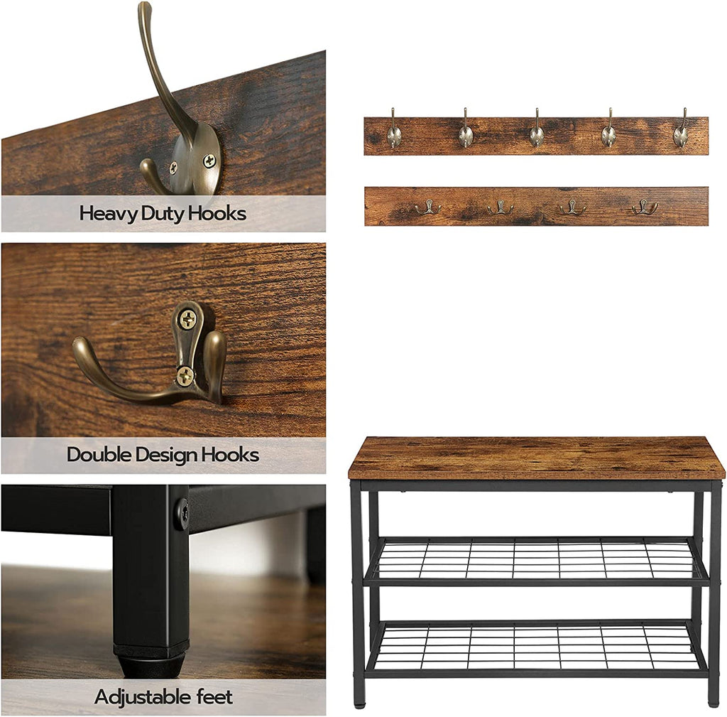 Coat Rack Shoe Bench Set, Entryway Shoe Rack
