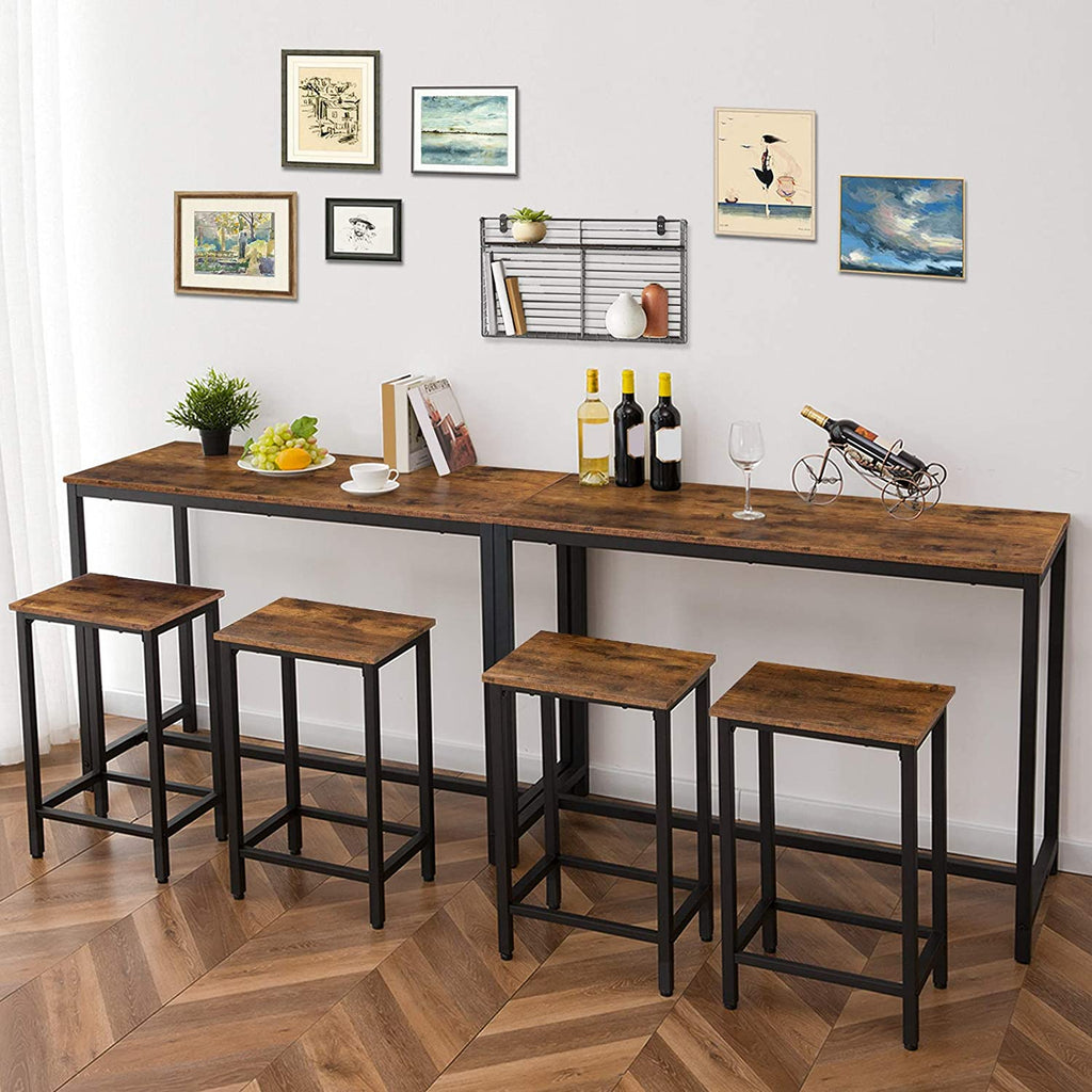 Bar Table and Chairs Set, Rectangular Pub Bar Table and 2 Bar Stools